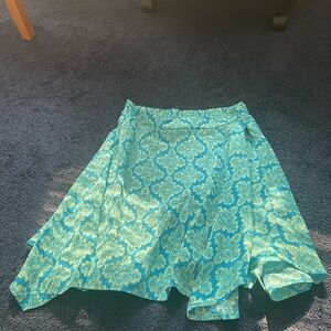 Faded Glory Blue and Yellow Patterned Skater Skirt
